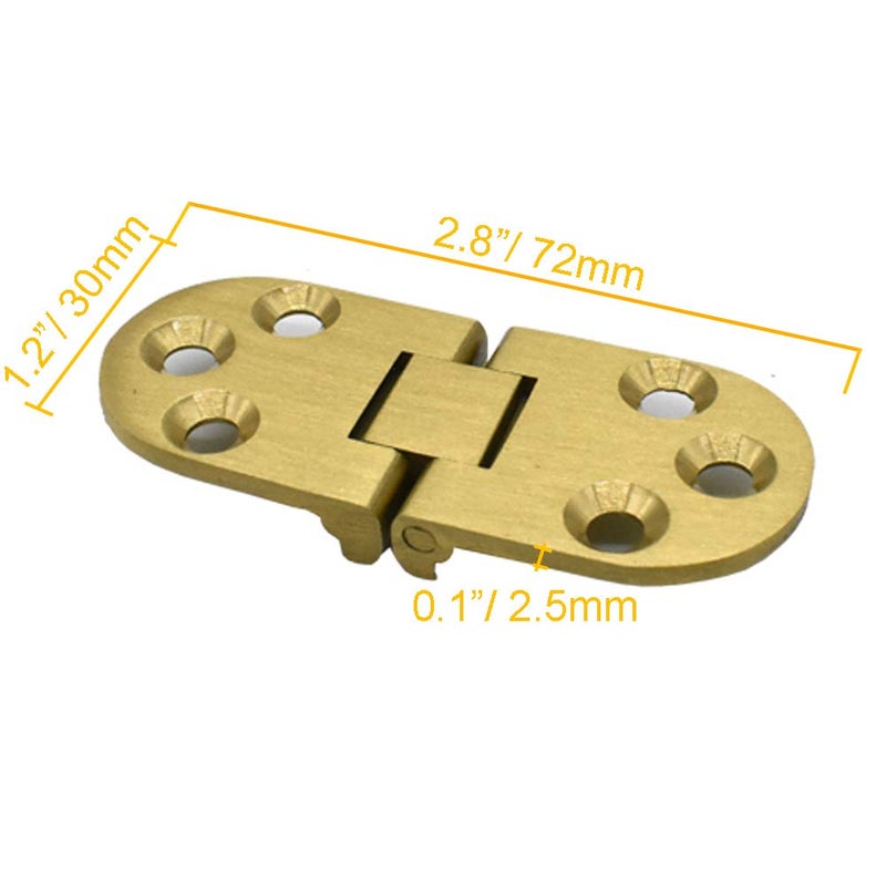 Renashed 4 Pcs Round Edge Hinge Brass Butler Tray Hinge Round Edge 180 Degree for Butler Folding Tables Furniture Table with Screws - Image 2